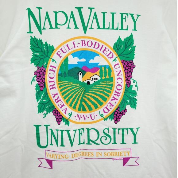 Vintage Napa Valley Uni Tee by Crazy Shirts 90s White Graphic Single Stitch‎ - Picture 8 of 13